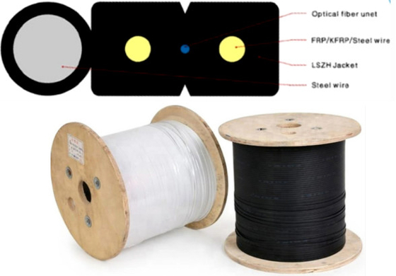 2 Core G657A1 Outdoor Ftth Drop Cable LSZH Jaket Dengan Drum Kayu